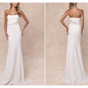 Lulus Bridal Dress Strapless Corset Mermaid With Lace Detail; NWT; Medium